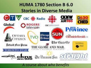 HUMA 1780 Section B 6.0 Stories in Diverse Media