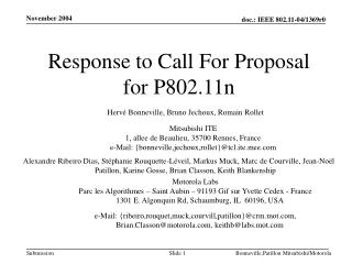 Response to Call For Proposal for P802.11n