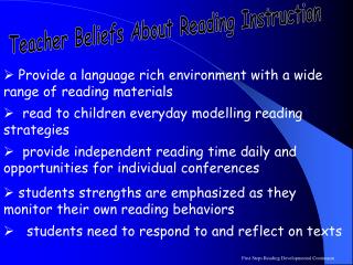 Teacher Beliefs About Reading Instruction