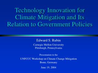 Technology Innovation for Climate Mitigation and Its Relation to Government Policies