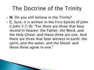 The Doctrine of the Trinity