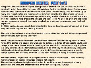 EUROPEEN CASTLES PART 1 of 3