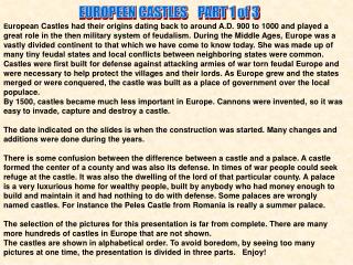 EUROPEEN CASTLES PART 1 of 3