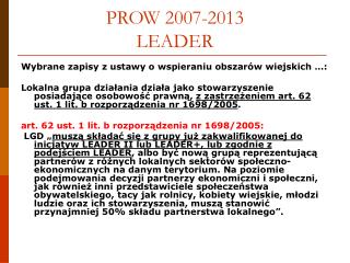 PROW 2007-2013 LEADER