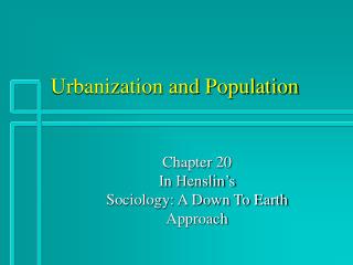 Urbanization and Population
