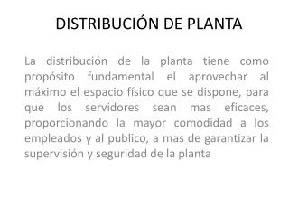 DISTRIBUCIÓN DE PLANTA