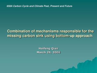 Combination of mechanisms responsible for the missing carbon sink using bottom-up approach