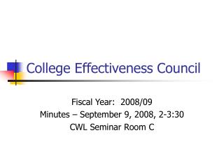 College Effectiveness Council