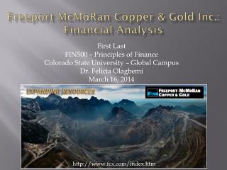 F reeport McMoRan Copper &amp; Gold Inc.: Financial Analysis