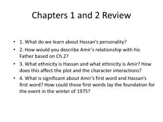 Chapters 1 and 2 Review