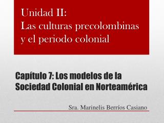 Capítulo 7: Los modelos de la Sociedad Colonial en Norteamérica