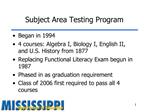 Subject Area Testing Program