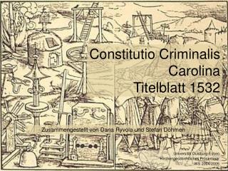 Constitutio Criminalis Carolina Titelblatt 1532