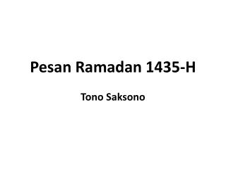 Pesan Ramadan 1435-H