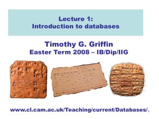 Lecture 1: Introduction to databases