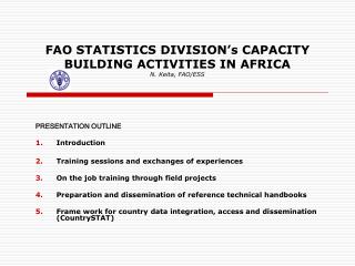 FAO STATISTICS DIVISION’s CAPACITY BUILDING ACTIVITIES IN AFRICA N. Keita, FAO/ESS