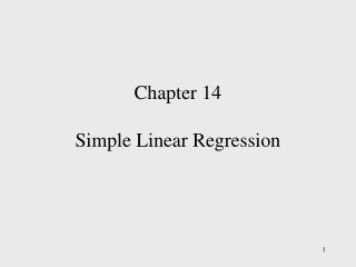 Chapter 14 Simple Linear Regression