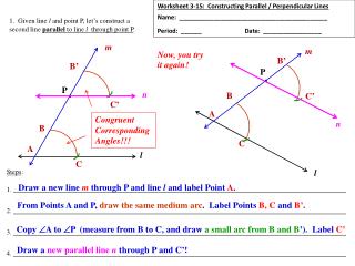 Worksheet 3-15: Constructing Parallel / Perpendicular Lines