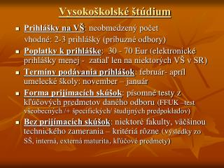 Vysokoškolské štúdium