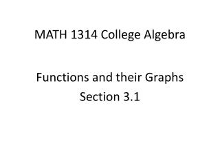 MATH 1314 College Algebra