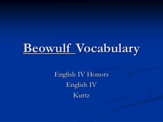Beowulf Vocabulary