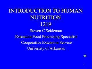 INTRODUCTION TO HUMAN NUTRITION 1219