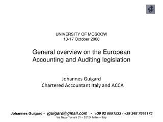 Johannes Guigard Chartered Accountant Italy and ACCA