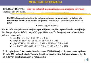 MERJENJE INFORMACIJ