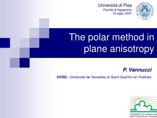 The polar method in plane anisotropy