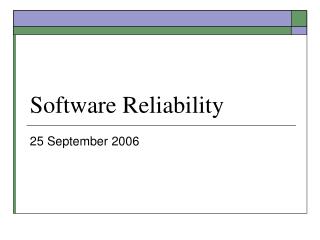 Software Reliability