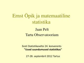 Ernst Öpik ja matemaatiline statistika