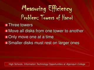 Measuring Efficiency Problem: Towers of Hanoi