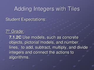 Adding Integers with Tiles