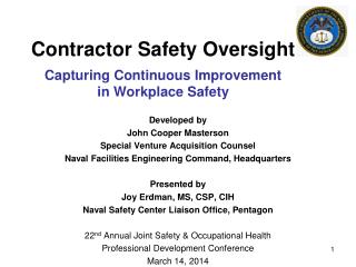 Contractor Safety Oversight Capturing Continuous Improvement in Workplace Safety