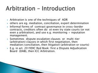 Arbitration – Introduction