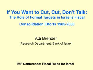 Adi Brender Research Department, Bank of Israel