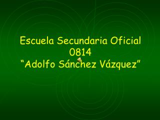 Escuela Secundaria Oficial 0814 “Adolfo Sánchez Vázquez”