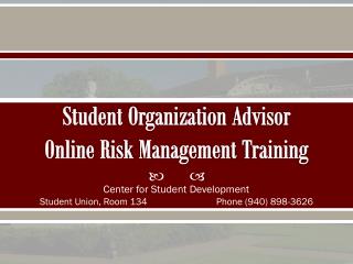 Student Organization Advisor Online Risk Management Training