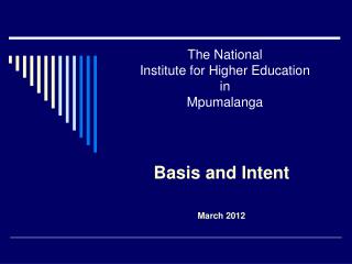 The National Institute for Higher Education in Mpumalanga