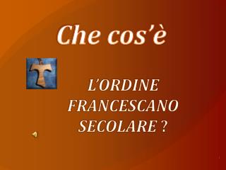 L’ORDINE FRANCESCANO SECOLARE ?