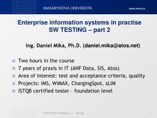 Enterprise information systems in pra ctise SW TESTING – part 2