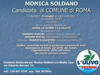MONICA SOLDANO Candidata al COMUNE di ROMA