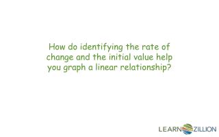 How do identifying the rate of change and the initial value help you graph a linear relationship?