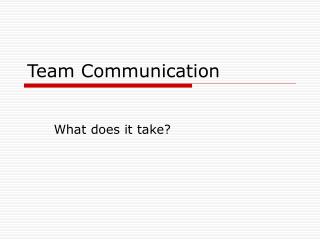 Team Communication