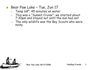 Bear Paw Lake – Tue, Jun 17 Temp 68º, 45 minutes on water