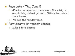 Paya Lake – Thu, June 5