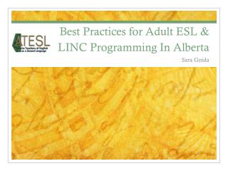 Best Practices for Adult ESL &amp; LINC Programming In Alberta