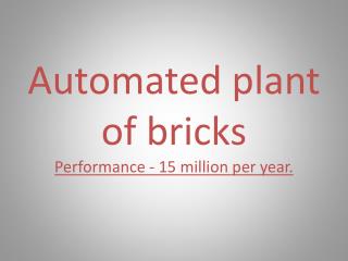 Automated plant of bricks Performance - 15 million per year.