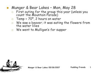 Munger &amp; Bear Lakes – Mon, May 28