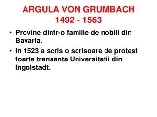 ARGULA VON GRUMBACH 1492 - 1563